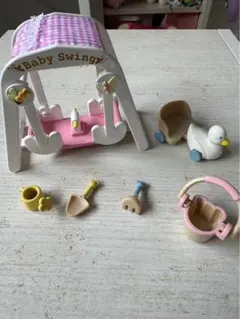 ☆値下げ・超美品☆シルバニア　赤ちゃんブランコセット・3人乗り自転車セット