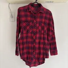 お値下げ】レディーストップス　赤のチェック 長袖シャツ
