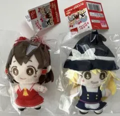 東方Project ふわふわぬいぐるみ キーホルダー 霊夢 魔理沙 ダイソー