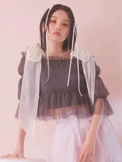 スナイデルsnidel リボンチュールブラウス