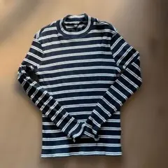 UNIQLO ブラック/ホワイトストライプ 長袖Tシャツ M