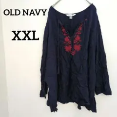 送料込❤OLD NAVY【XXL】オールドネイビー ネイビー チュニック 刺繍