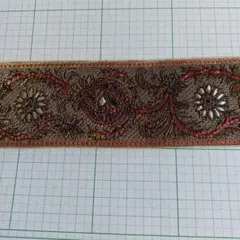 刺繍レースリボン ゴールド系 約巾6cm×２m