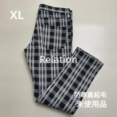 未使用品 メンズ ゴルフ 防寒 裏起毛 チェック柄 パンツ サイズXL