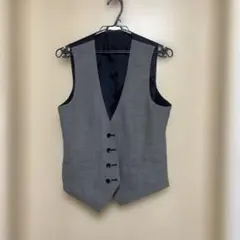 グレー ネイビー スーツベスト 5つボタン
