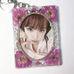 押し 花 ピンク キルティング トレカ ケース デコ トレカキーホルダー レジン