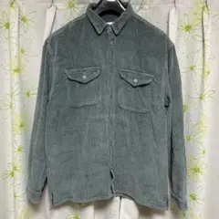 ZARA グリーン系コーデュロイシャツ M
