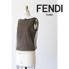FENDI フェンディ ズッカ柄 ノースリーブ メッシュ トップス