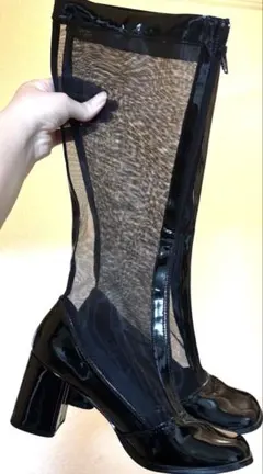 FUNTASMA シースルー メッシュ エナメル ロングブーツ US10