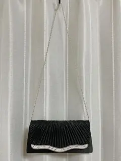 3way パーティーバッグ 結婚式 黒 サテン地