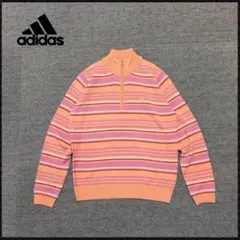 未使用adidas ハーフジップニットピンク 女性 M ゴルフ 万国旗タグ