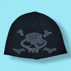 『スカル』ニットキャップ/ニット帽/ビーニー ブラック 髑髏 ドクロ 骸骨