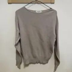 OPAQUE.CLIP ベージュリブ編み長袖セーター