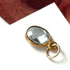 1点作品☆ 楕円形枠ブルートパーズ14kgfネックレストップ