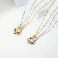 握手 ペアネックレス レディース おそろい シルバー カップル ハート メンズ