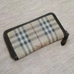 BURBERRY 長財布 ラウンドジップ ノバチェック シャドーホース レザー