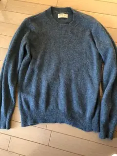 ウール100% 青 ニットセーター Lサイズ