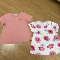 ハッカキッズ　花柄　プリント　Tシャツ　2枚セット110 半袖　女の子のサムネイル