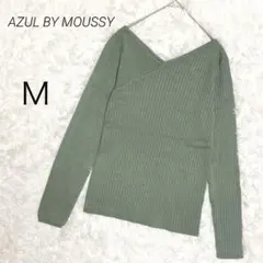 アズールバイマウジー リブニット アシンメトリー 薄手ニット Vネック