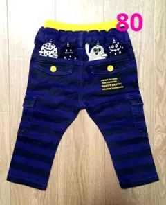 美品 PARTYPARTY モンスター 刺繍 ストライプパンツ ズボン 80