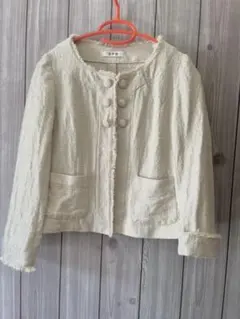 ☆美品☆SPB 春夏コットンツイードノーカラージャケット