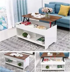 【在庫処分】昇降式センターテーブル ローテーブル 北欧風 収納付き 組み立て簡単