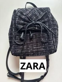 ZARA黒 ツイード リュック型ショルダーバッグ