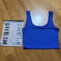 SHEIN リブ タンクトップ ブルー XSサイズのサムネイル