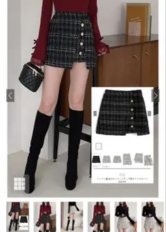 GRL インパン裏地付きツイードラップ風タイトスカート