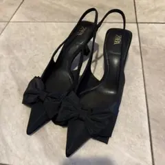 ZARA ザラ　ミュール　リボン付き　37