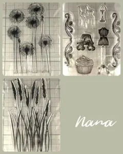 まとめ売りクリアスタンプ3点セット　#1190 (カッティングダイなし)