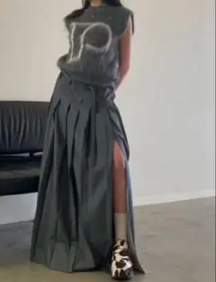 prank project フロントプリーツスカート グレー