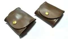 二点セット　本革　コインケース　ブラウン　小銭入れ　レザー　スクエア型　ミニ財布