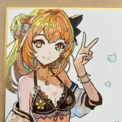 「ビーチの微笑み - ピースサインの水彩イラスト - ハンドメイド 原画 」