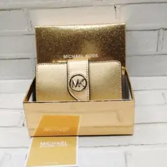 豪華★極美品 MICHAEL KORS 二つ折り財布 シャンパンゴールド ラメ