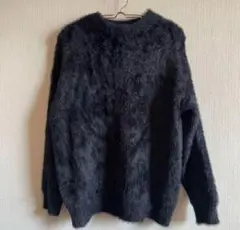 長袖ニット プルオーバー ファー　黒 XL感