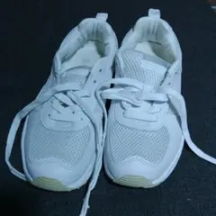 ホワイト メッシュ スポーツシューズ 24.5cm USED スニーカー