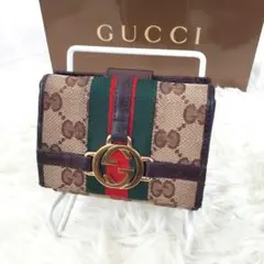 良品 希少 グッチ 折り財布 シェリー GG キャンバス ベージュ GUCCI