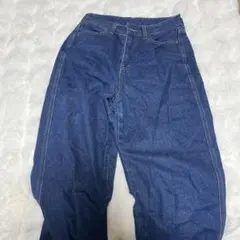 ワイドレッグデニムパンツ 濃い青色