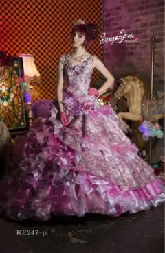 シュガーケイピンク系フリルロングドレス KE247-pi 9〜13T