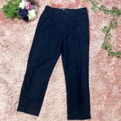 GLOBAL WORK リネン40%テーパードパンツ　ネイビー　S 通勤　清涼のサムネイル