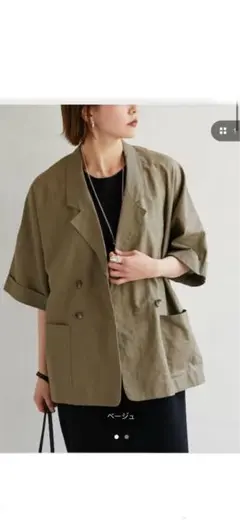GALLARDAGALANTE NAVY リネンコットンハーフスリーブジャケットのサムネイル