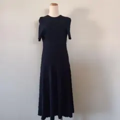 ブラック ニットロングワンピース