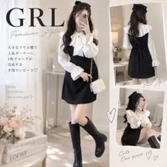 GRL ケープカラー ボウタイ ミニワンピース Lサイズ