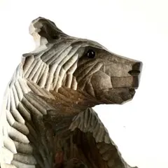 木彫り熊　ガラス目　昭和レトロ