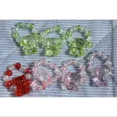 カラフルプラスチックビーズセット 指輪　リング　7個