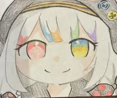 B*g様 魔法少女ノ魔女裁判 手描きイラスト ファンアート 色紙 まのさば
