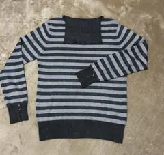 m.f. editorial ストライプニット 長袖タートルネック　M