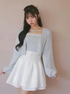 evelyn ツイードダブルフレアスカート オフホワイト