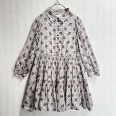 ZARA/ラメ入り花柄 キッズ長袖ワンピース キャミソール付き 7サイズ122